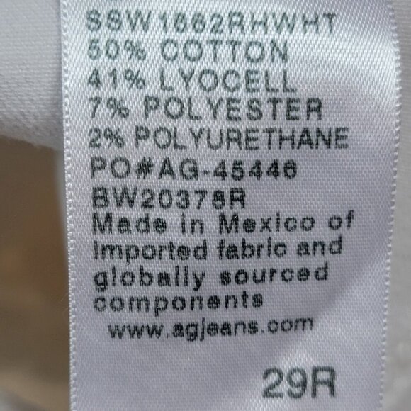 🤍 AG Adriano Goldschmied Jodi Crop Jeans 29R | White Raw Hem Straight Leg Denim - Picture 6 of 10